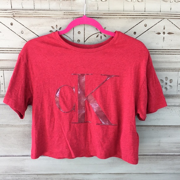 calvin klein red crop top